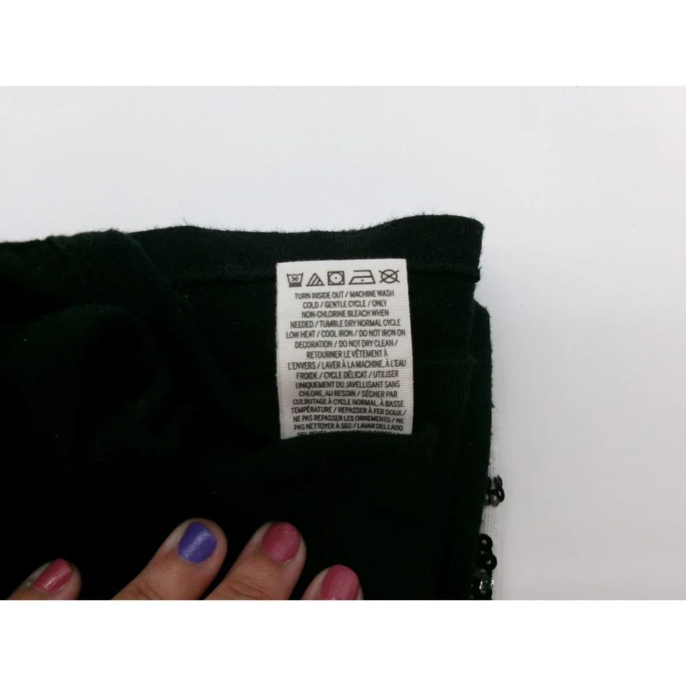 Victoria's Secret PINK Black White Colorblock Glitter Logo Long Sleeve Shirt L - Picture 12 of 15
